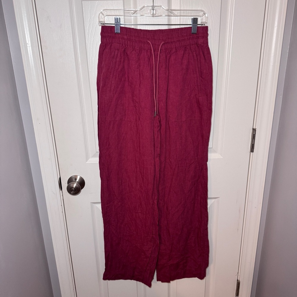 Athleta Red Wide Leg Linen Pants